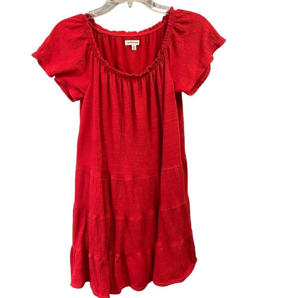 Max Studio Red Tiered Dress Size Small